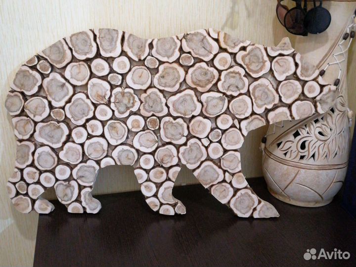 Панно из можжевельника медведь