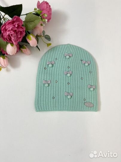 Новая демисезонная шапка для девочки 5-10 лет