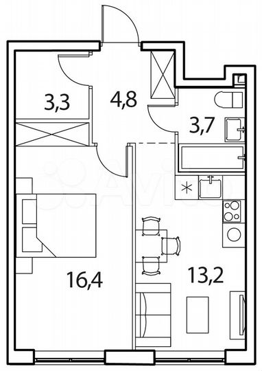1-к. квартира, 41,5 м², 13/17 эт.