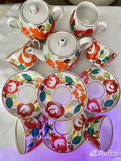 Сервиз чайный «Агашки, Розы» СССР. Песочное