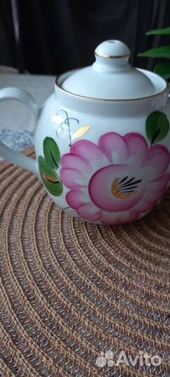 Зав.чайник, сахарница Роза Дулево фз(винтаж) СССР