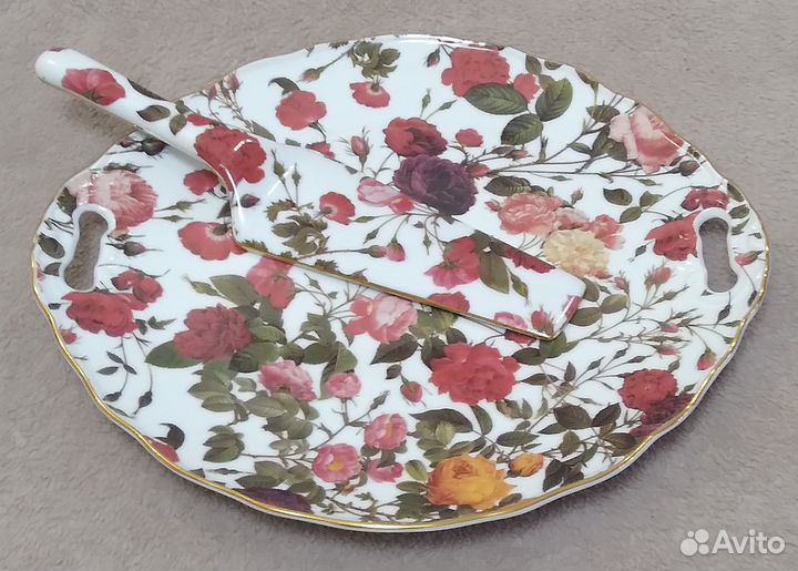 Тарелка и лопатка для торта (комплект). Керамика