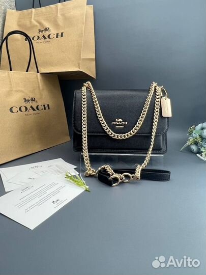 Сумка Coach нат. кожа + канва