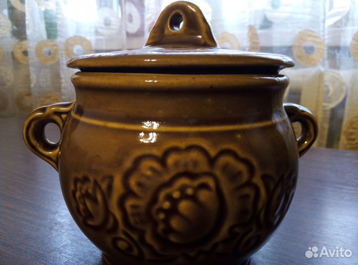 Горшочек для запекания СССР керамика с крышкой