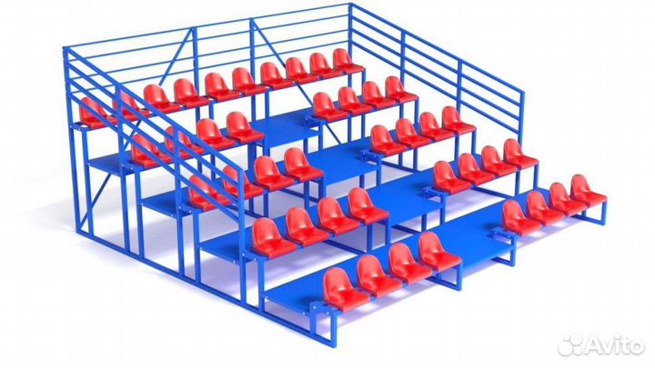 Трибуна с сидениями, пятирядная, с ограждением Pioner A13598