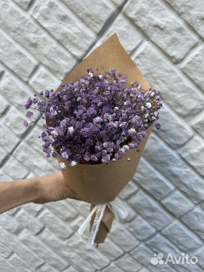 Букет мини из фиолетовой гипсофилы