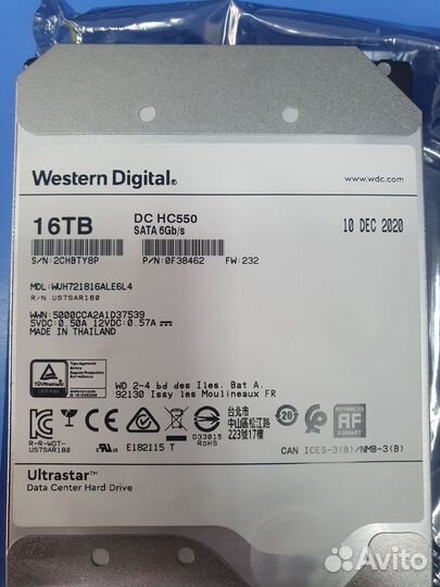 Жёсткий диск HDD 16 Tb SATA 6Gb/s Western Digital