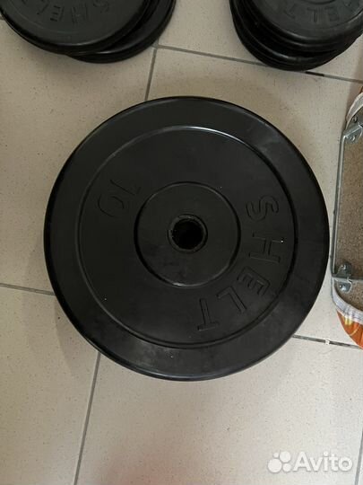 Спортивные блины, гриф, гантеля