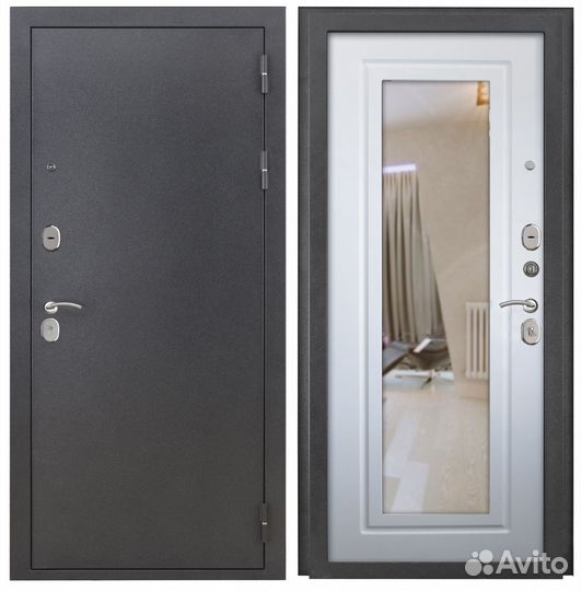 Дверь входная металлическая с зеркалом