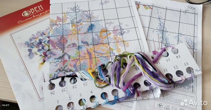 Набор для вышивания (схема+остатки ниток)