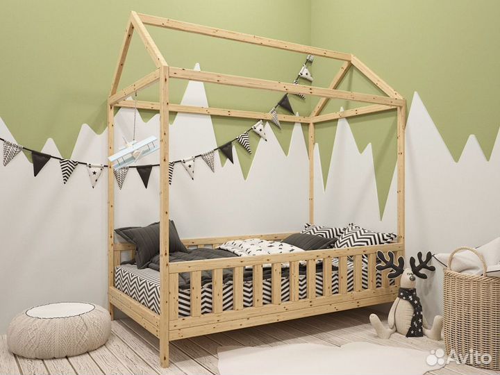 Детская кроватка домик (монтессори)