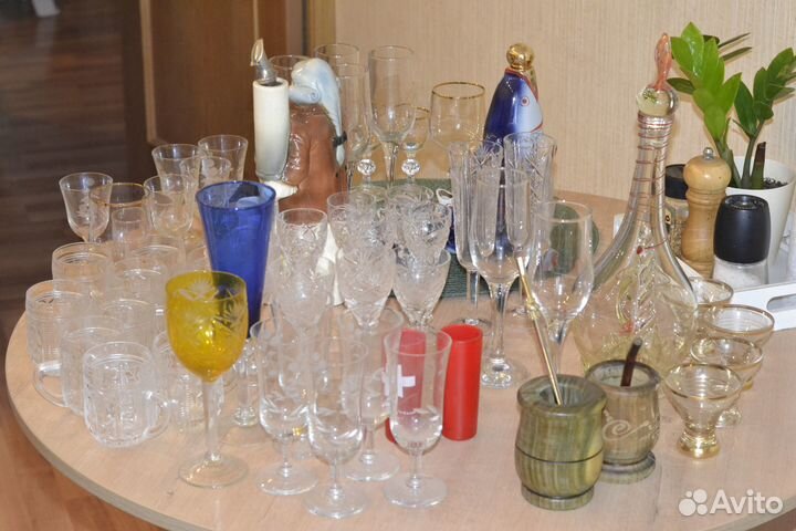 Штоф, рюмки, бокалы, кружки, набор для мате