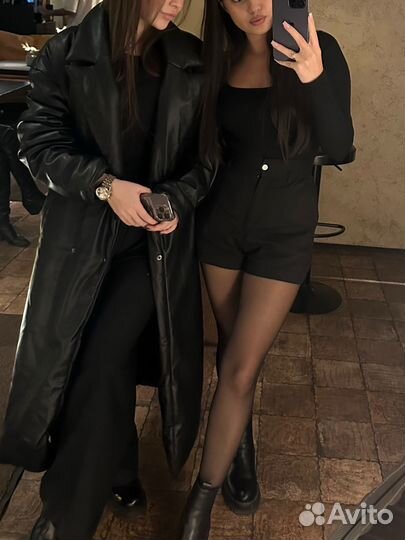 Кожаный пуховик zara