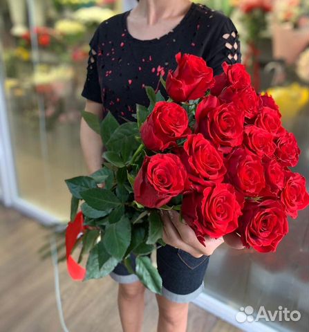 Букет из 17 роз 70 см