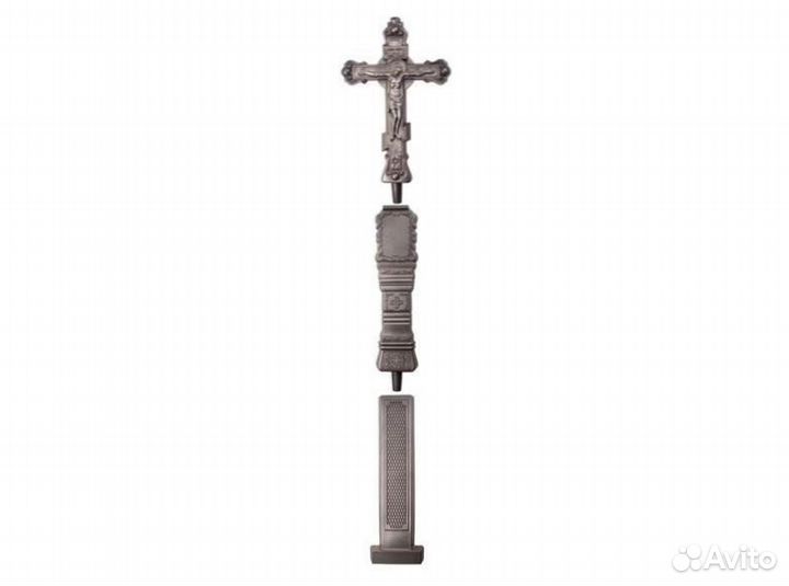 Крест могильный каменный с цветником