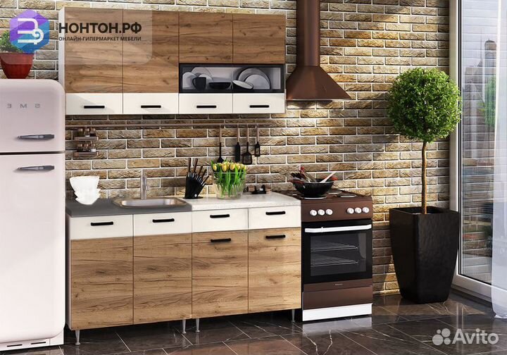 Кухня Рио 1.6 м дуб крафт / бежевый