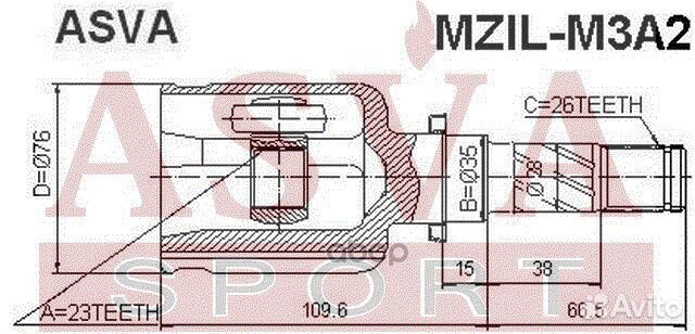 ШРУС внутренний перед лев mzilm3A2 asva