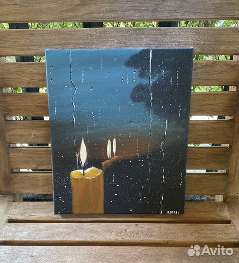 Продам картину 25.*30, холст, акрил. Свеча