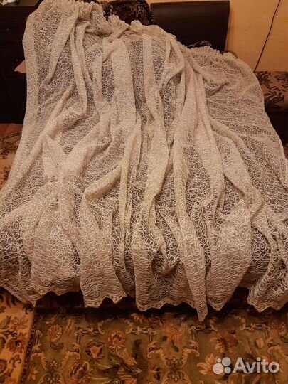 Тюль золотистая