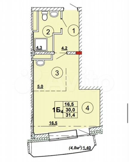 Квартира-студия, 31,4 м², 11/12 эт.