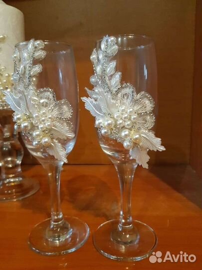 Свадебные бокалы ручной работы