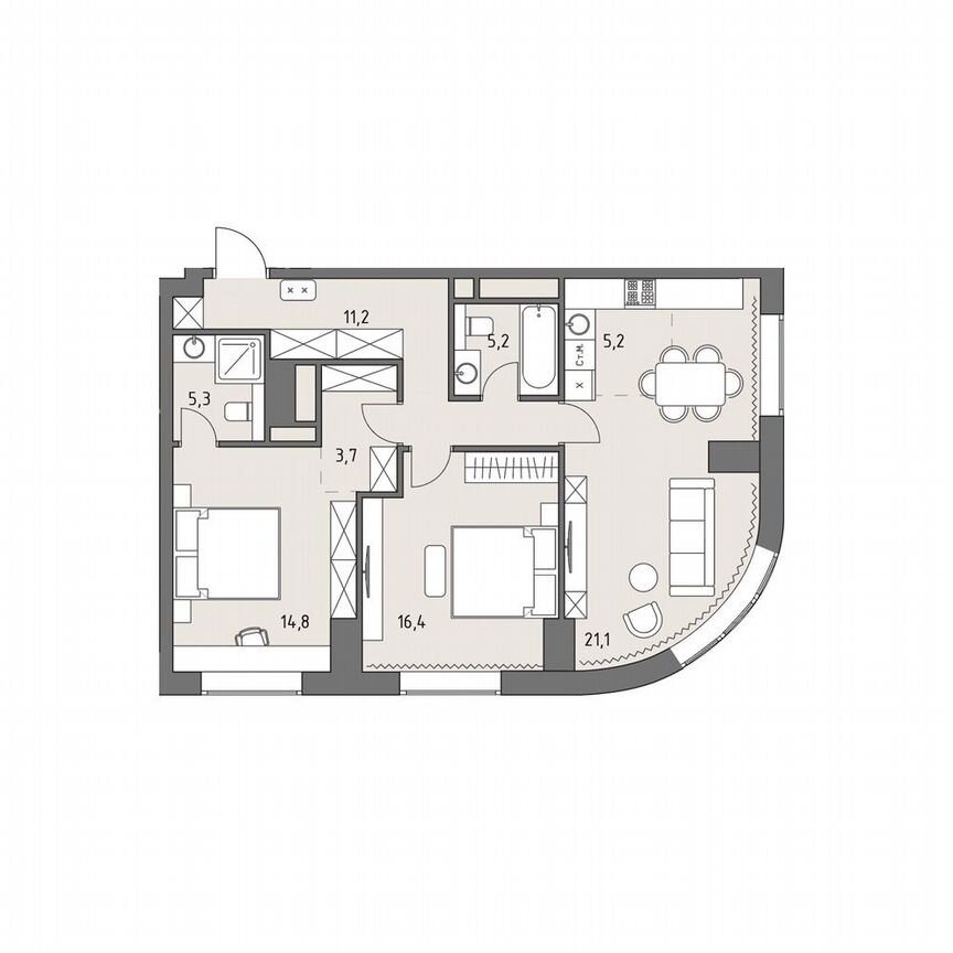 3-к. квартира, 82,9 м², 4/35 эт.