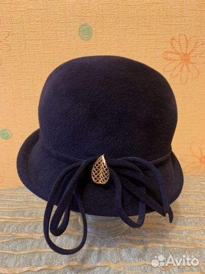 Шляпа темно-синяя чехословатский фетр,из кролика