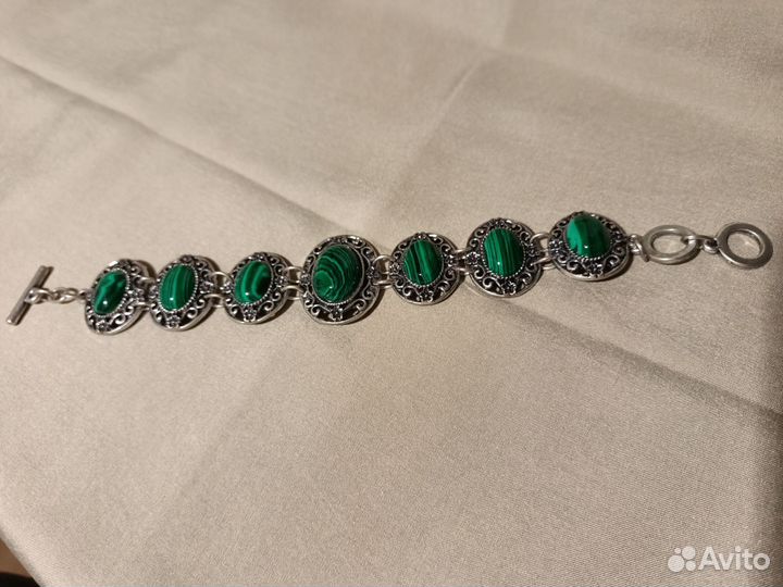 Браслет с малахитом. Винтаж