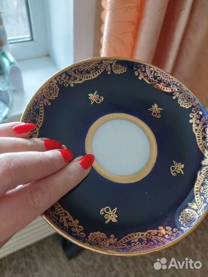 Сервиз чайный кобальт с позолотой «Ночь» лфз