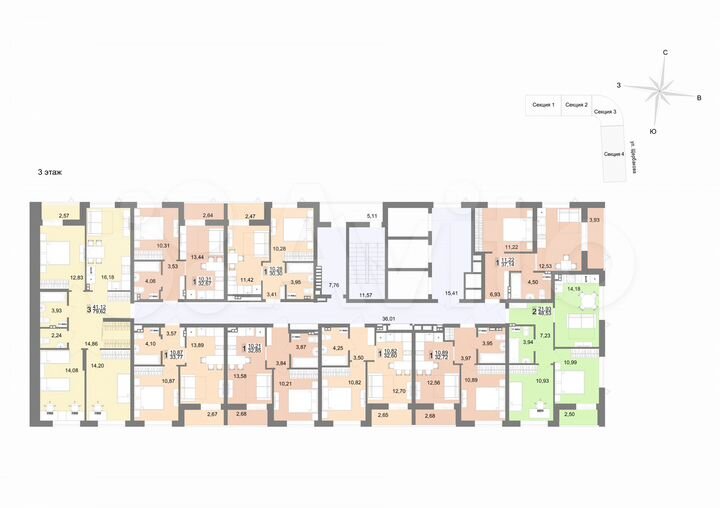 2-к. квартира, 57,4 м², 6/23 эт.