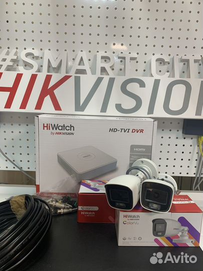 Комплект видеонаблюдения hiawtch ColorVu 2 камеры