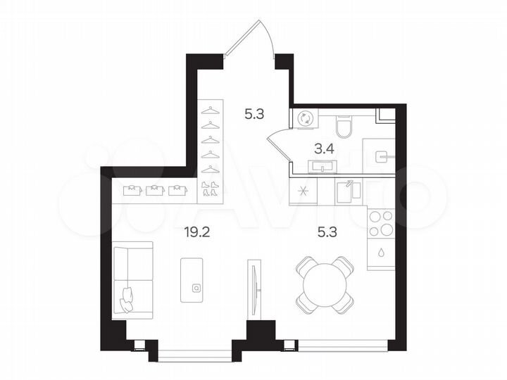 Квартира-студия, 33,2 м², 8/40 эт.