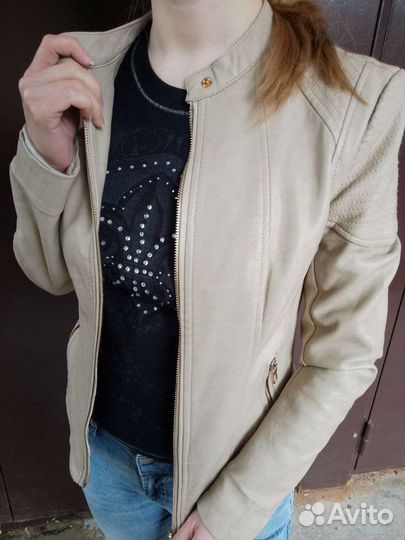Куртка бежевая кож зам