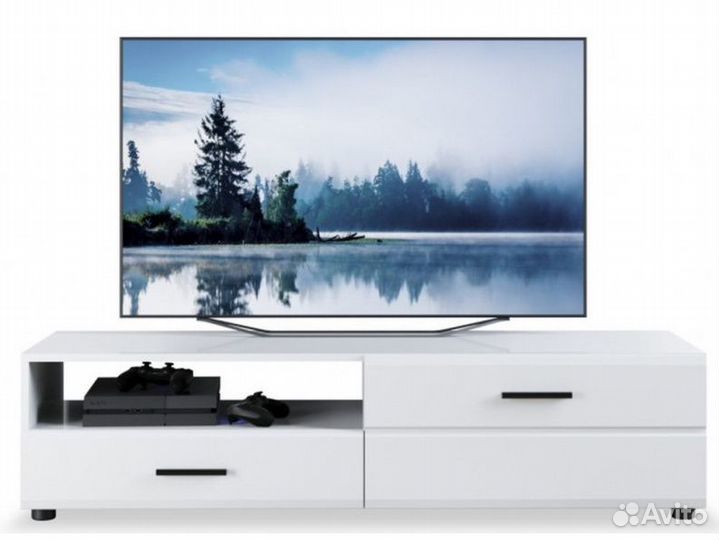 Тумба тв «Йорк» 1д1ящ пр, Белый/белый глянец