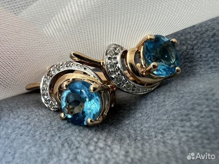 Серьги с топазами и бриллиантами