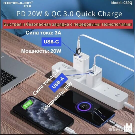 Сетевое зарядное устройство Charger C69Q 20W