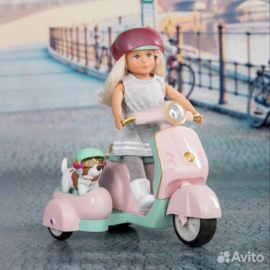 Скутер с FM-радио и светом для кукол 15 см Lori