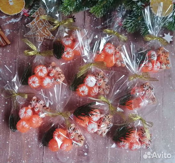 Новогоднее сувенирное мыло ручной работы мандарин