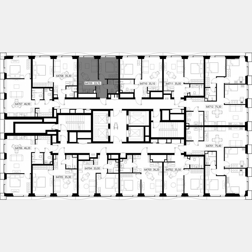 1-к. квартира, 33,7 м², 47/48 эт.