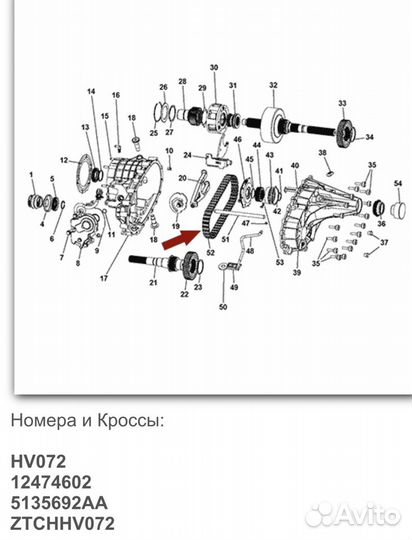 Цепь раздаточной коробки hv072 05135692AA