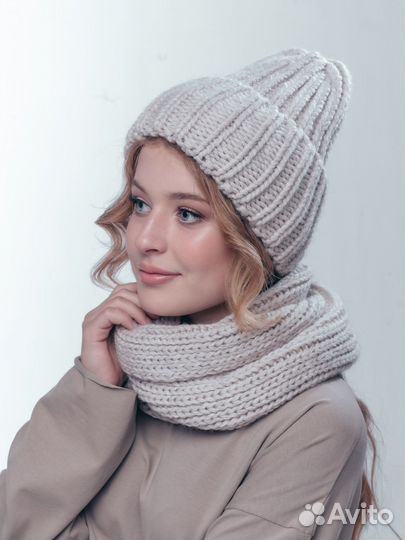Комплект шапка и снуд зимний женский