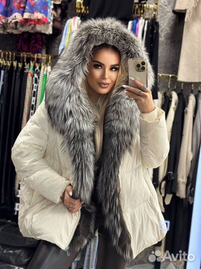 Шикарный пуховик с натуральным мехом 42-54