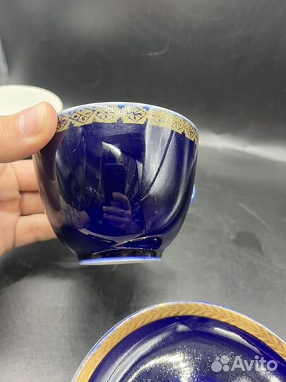 Посуда Кобальт СССР Чашки чайные Блюдца