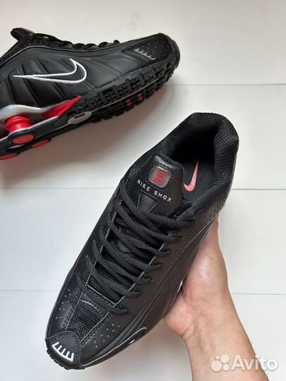 Кроссовки nike air shox r4 black red мужские 41-45