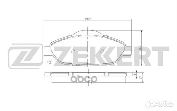 Колодки торм. диск. передн. Peugeot 3008 09- P
