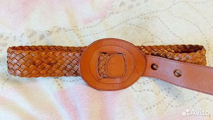 Ремень кожаный плетенный