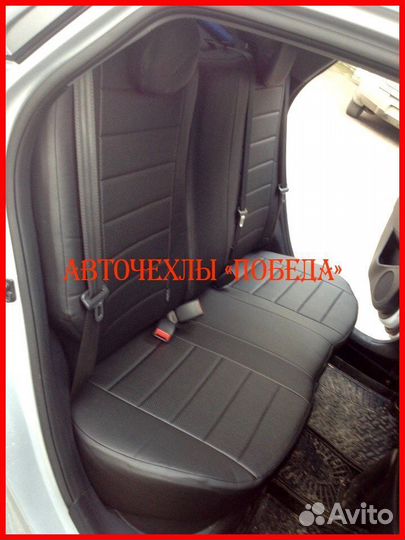 Чехлы Kia Rio 3 хб из экокожи чёрные Классика
