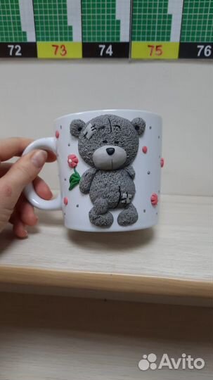 Кружка из глины Bearbrick мишки кавс тедди мк