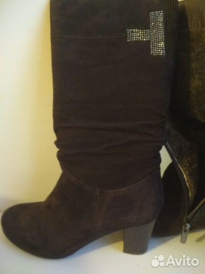 Зимние сапоги, натуральные замша и мех, р.36