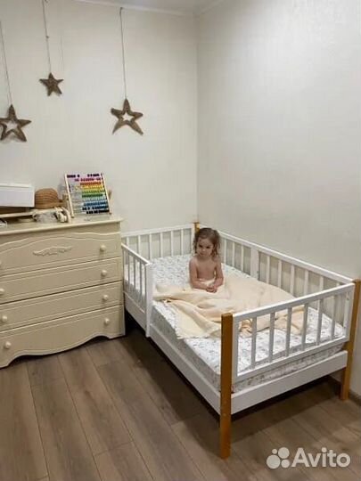 Кроватка высокий борт детская Лисенок из натуральн